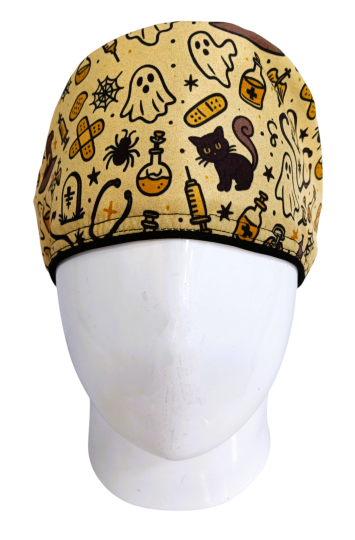 Gorro Quirúrgico Mujer y Portacarnet Halloween Beige - gorro antifluido para mujer Doctools - foto 3