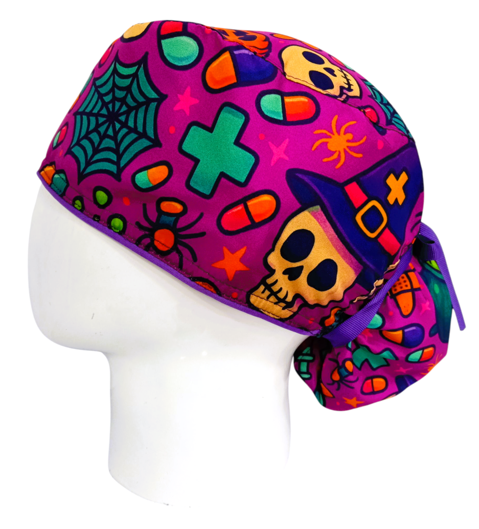Gorro Quirúrgico Mujer y Portacarnet Textura Mágica Morada - gorro antifluido para mujer Doctools - foto 1