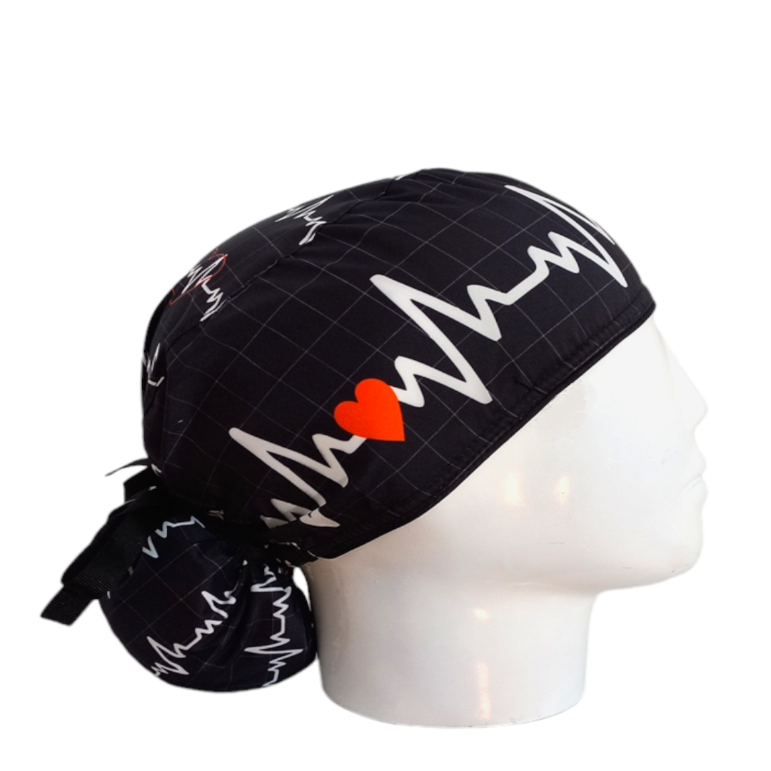 Gorro Quirúrgico Mujer y Portacarnet Latido Negro - gorro antifluido para mujer Doctools - foto 2