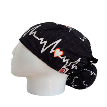 Gorro Quirúrgico Mujer y Portacarnet Latido Negro - gorro antifluido para mujer Doctools - foto 1