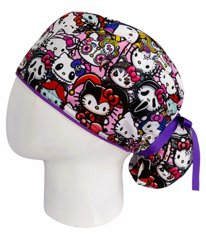 Gorro Quirúrgico Mujer y Portacarnet Hello Kitty Textura Halloween - gorro antifluido para mujer Doctools - foto 1