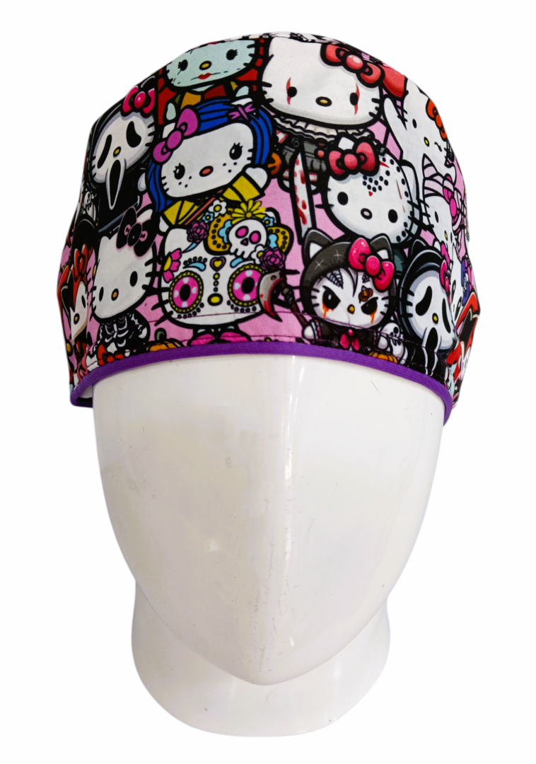 Gorro Quirúrgico Mujer y Portacarnet Hello Kitty Textura Halloween - gorro antifluido para mujer Doctools - foto 3