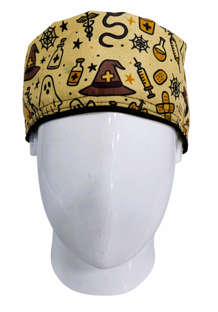 Gorro Quirúrgico Mujer y Portacarnet Halloween Beige Clásico - gorro antifluido para mujer Doctools - foto 3