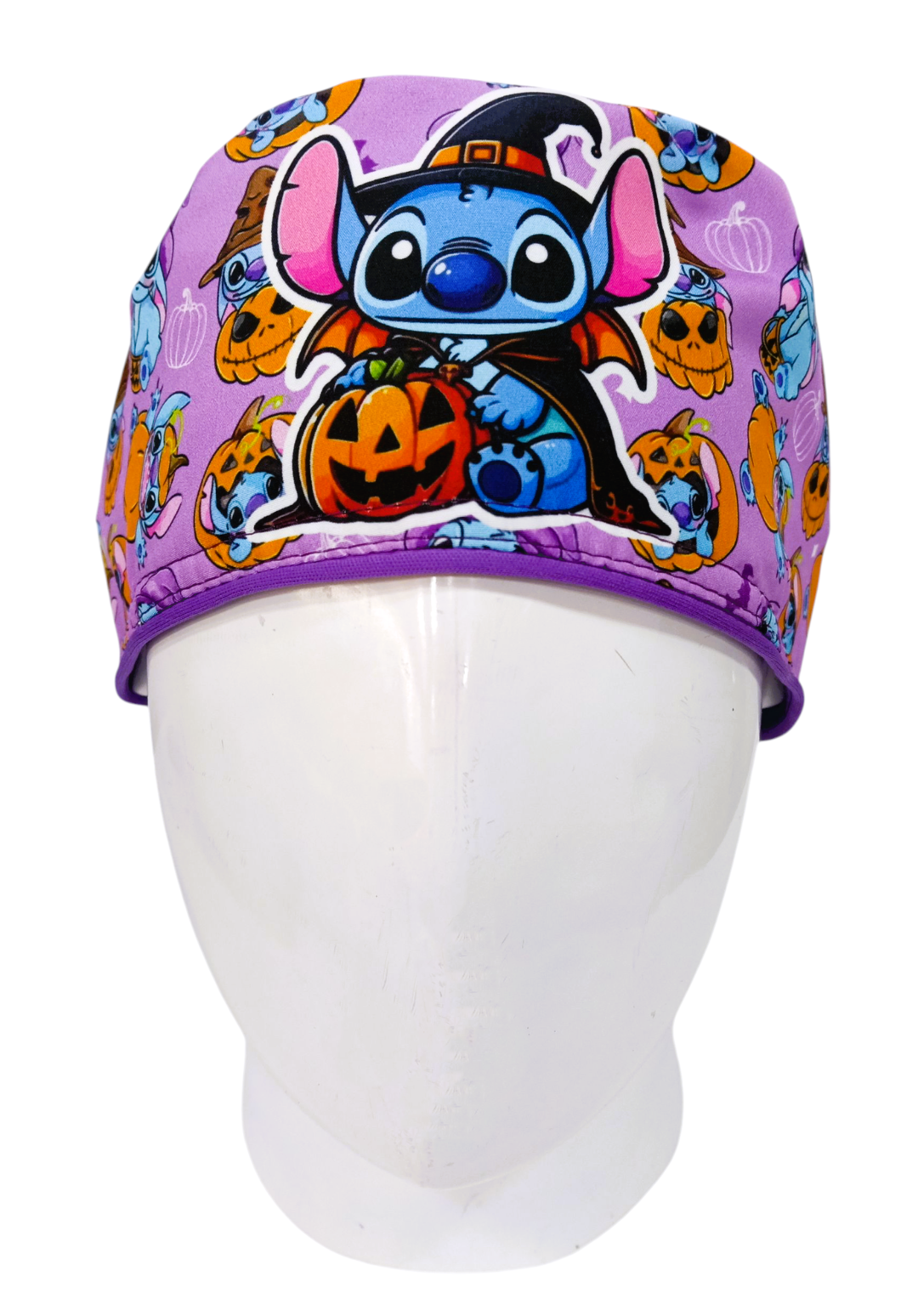 Gorro Quirúrgico Mujer y Portacarnet Stitch Halloween Lila - gorro antifluido para mujer Doctools - foto 3
