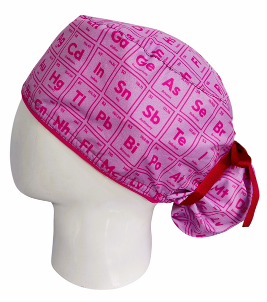 Gorro Quirúrgico Mujer y Portacarnet Tabla Periódica Rosa - gorro antifluido para mujer Doctools - foto 1