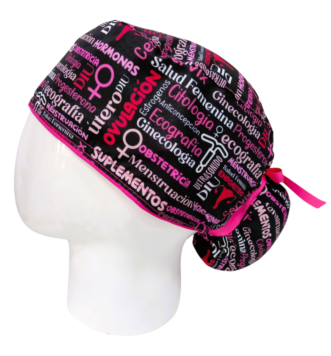 Gorro Quirúrgico Mujer y Portacarnet Ginecología Fucsia - gorro antifluido para mujer Doctools - foto 1