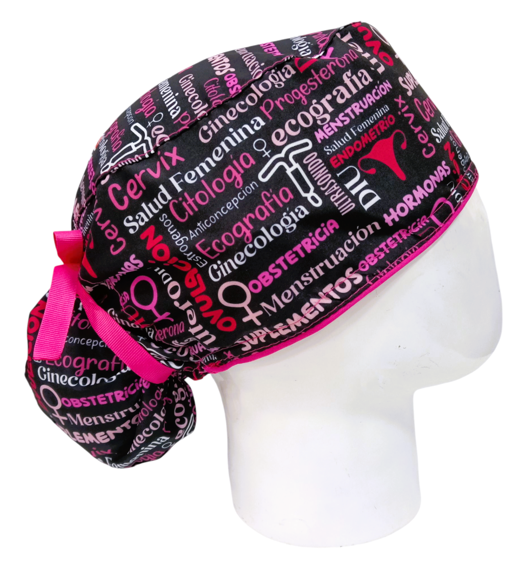 Gorro Quirúrgico Mujer y Portacarnet Ginecología Fucsia - gorro antifluido para mujer Doctools - foto 2