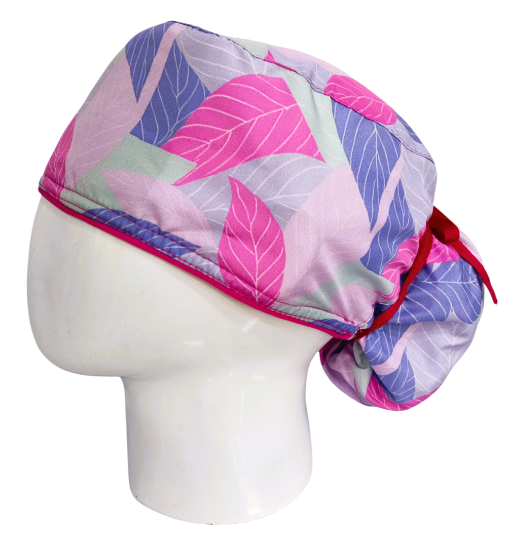 Gorro Quirúrgico Mujer y Portacarnet Textura Natural Fucsia - gorro antifluido para mujer Doctools - foto 1
