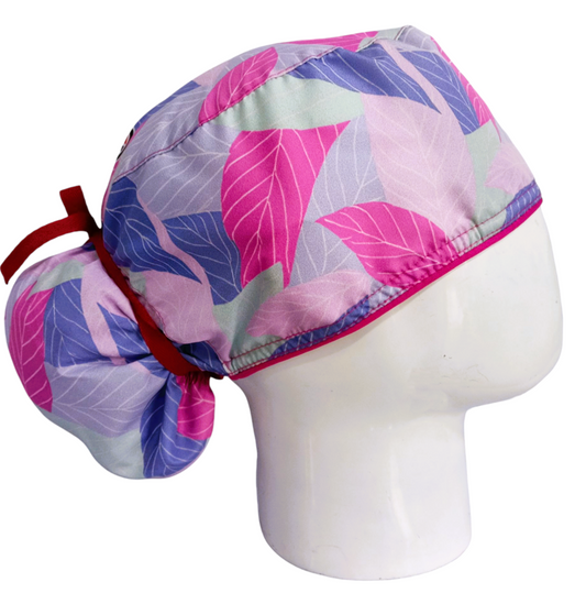 Gorro Quirúrgico Mujer y Portacarnet Textura Natural Fucsia - gorro antifluido para mujer Doctools - foto 2