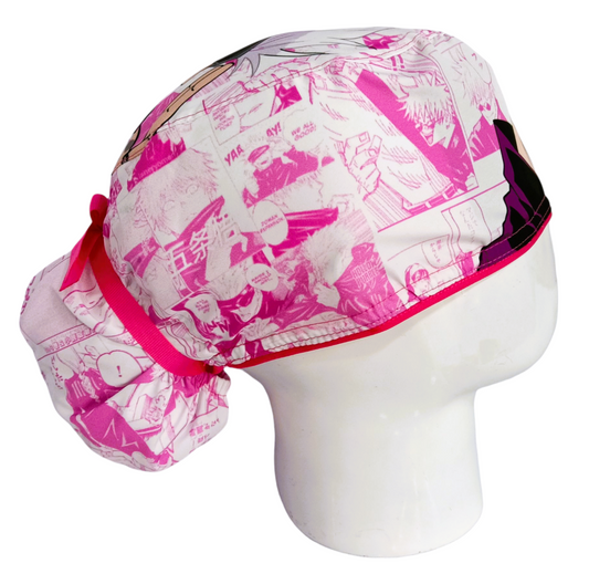 Gorro Quirúrgico Mujer y Portacarnet Gojo Satoru Rosa - gorro antifluido para mujer Doctools - foto 2