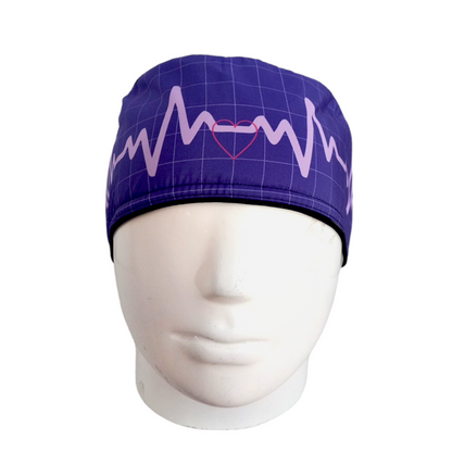 Gorro Quirúrgico Mujer y Portacarnet Latido Morado Azul - gorro antifluido para mujer Doctools - foto 3
