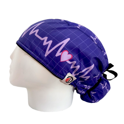 Gorro Quirúrgico Mujer y Portacarnet Latido Morado Azul - gorro antifluido para mujer Doctools - foto 1