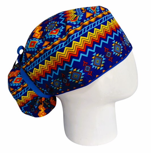 Gorro Quirúrgico Mujer y Portacarnet Textura Andina Azul - gorro antifluido para mujer Doctools - foto 2