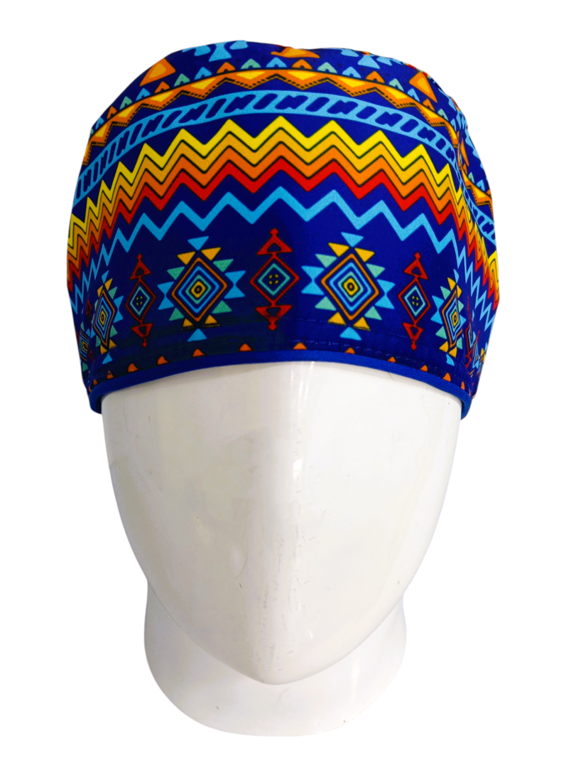 Gorro Quirúrgico Mujer y Portacarnet Textura Andina Azul - gorro antifluido para mujer Doctools - foto 3