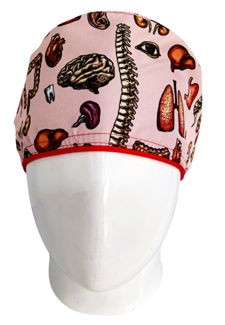Gorro Quirúrgico Mujer y Portacarnet Órganos Rosa - gorro antifluido para mujer Doctools - foto 3