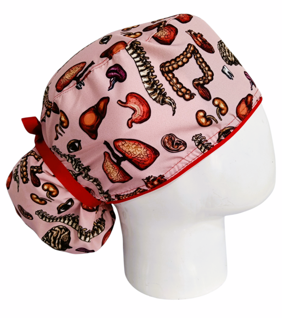 Gorro Quirúrgico Mujer y Portacarnet Órganos Rosa - gorro antifluido para mujer Doctools - foto 2