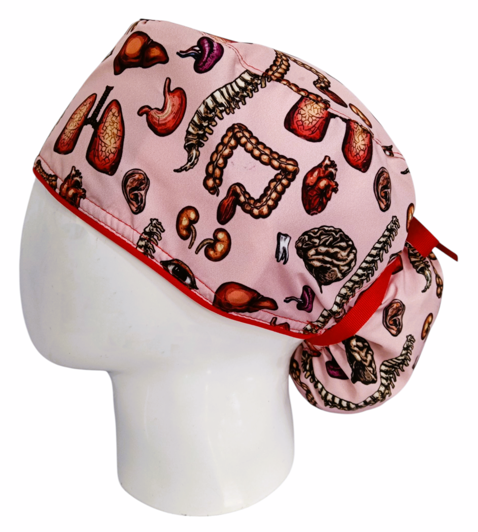Gorro Quirúrgico Mujer y Portacarnet Órganos Rosa - gorro antifluido para mujer Doctools - foto 1