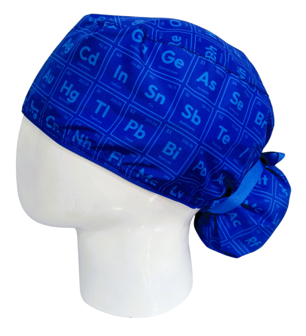 Gorro Quirúrgico Mujer y Portacarnet Tabla Periódica Azul - gorro antifluido para mujer Doctools - foto 1