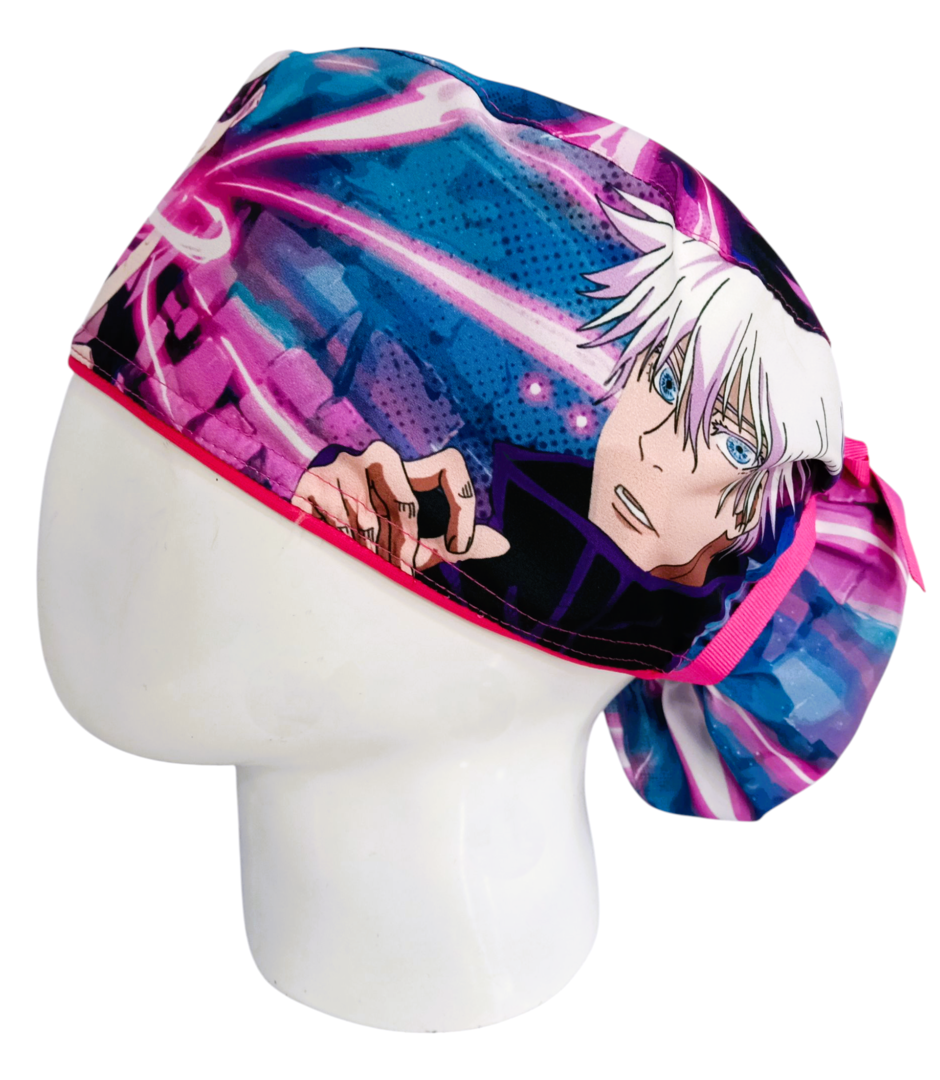 Gorro Quirúrgico Mujer y Portacarnet Gojo Satoru Fucsia - gorro antifluido para mujer Doctools - foto 1