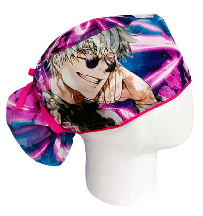 Gorro Quirúrgico Mujer y Portacarnet Gojo Satoru Fucsia - gorro antifluido para mujer Doctools - foto 2