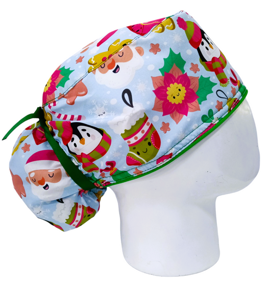 Gorro Quirúrgico Mujer y Portacarnet Navidad Pingüino Azul - gorro antifluido para mujer Doctools - foto 2