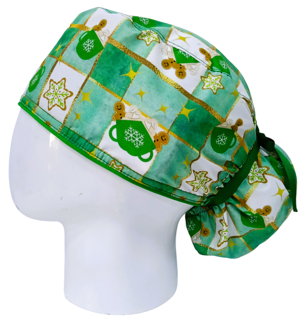 Gorro Quirúrgico Mujer y Portacarnet Navidad Jengibre Verde - gorro antifluido para mujer Doctools - foto 1