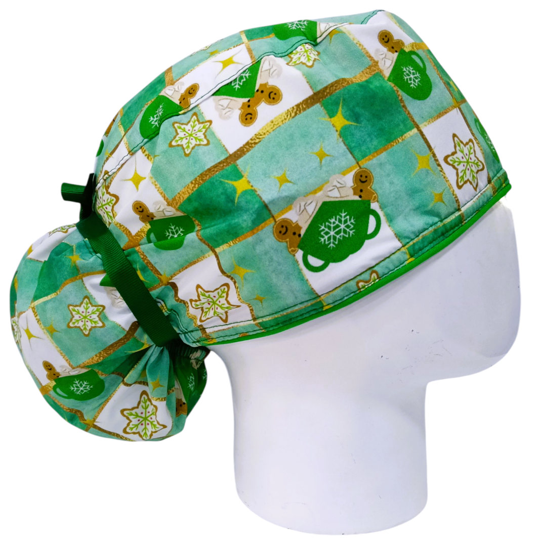 Gorro Quirúrgico Mujer y Portacarnet Navidad Jengibre Verde - gorro antifluido para mujer Doctools - foto 2
