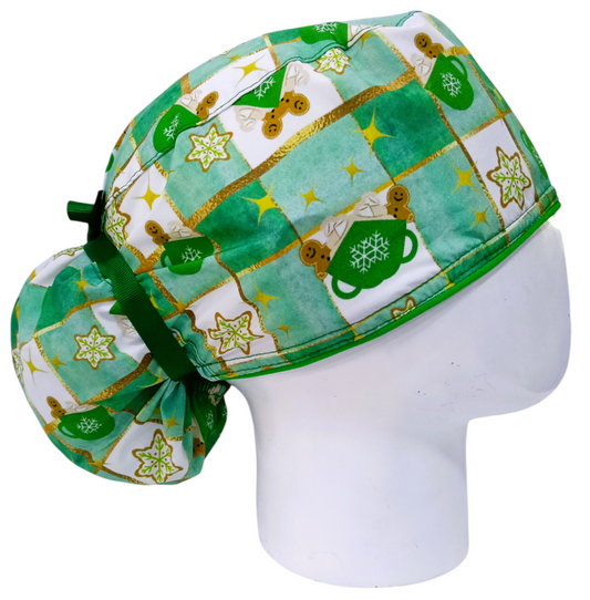 Gorro Quirúrgico Mujer y Portacarnet Navidad Jengibre Verde - gorro antifluido para mujer Doctools - foto 2