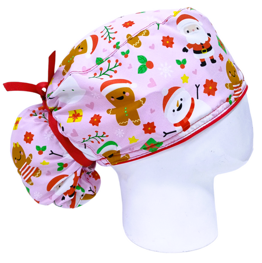 Gorro Quirúrgico Mujer y Portacarnet Navidad Rosa - gorro antifluido para mujer Doctools - foto 1