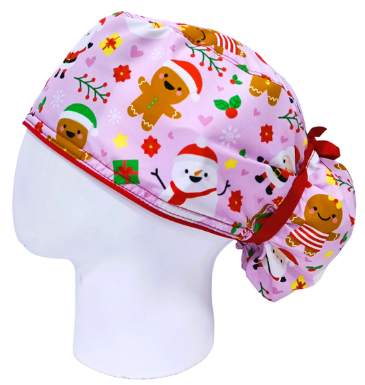 Gorro Quirúrgico Mujer y Portacarnet Navidad Rosa - gorro antifluido para mujer Doctools - foto 2