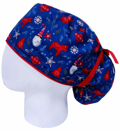 Gorro Quirúrgico Mujer y Portacarnet Navidad Gnomo Azul - gorro antifluido para mujer Doctools - foto 1