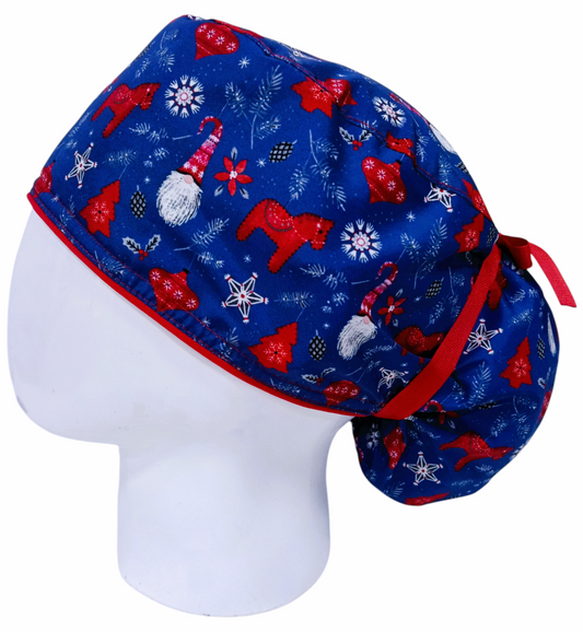 Gorro Quirúrgico Mujer y Portacarnet Navidad Gnomo Azul - gorro antifluido para mujer Doctools - foto 1