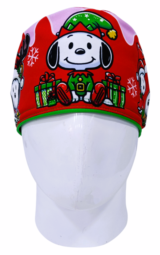 Gorro Quirúrgico Mujer y Portacarnet Navidad Snoopy Rojo - gorro antifluido para mujer Doctools - foto 3