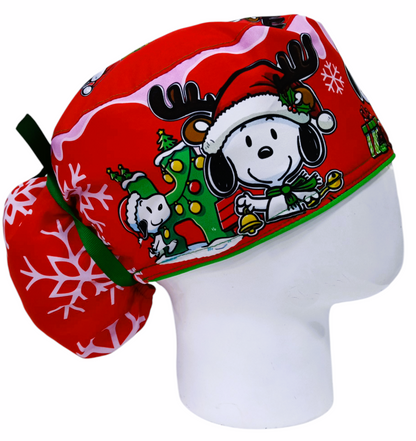 Gorro Quirúrgico Mujer y Portacarnet Navidad Snoopy Rojo - gorro antifluido para mujer Doctools - foto 2