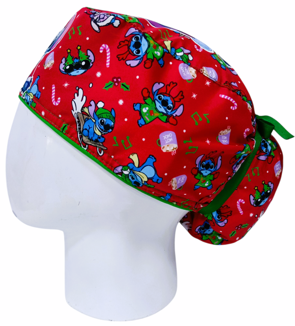 Gorro Quirúrgico Mujer y Portacarnet Navidad Caritas Stitch - gorro antifluido para mujer Doctools - foto 1