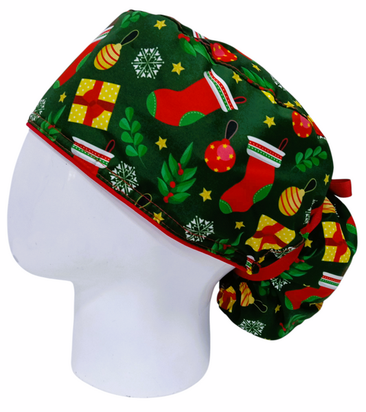 Gorro Quirúrgico Mujer y Portacarnet Navidad Botas Verde - gorro antifluido para mujer Doctools - foto 1