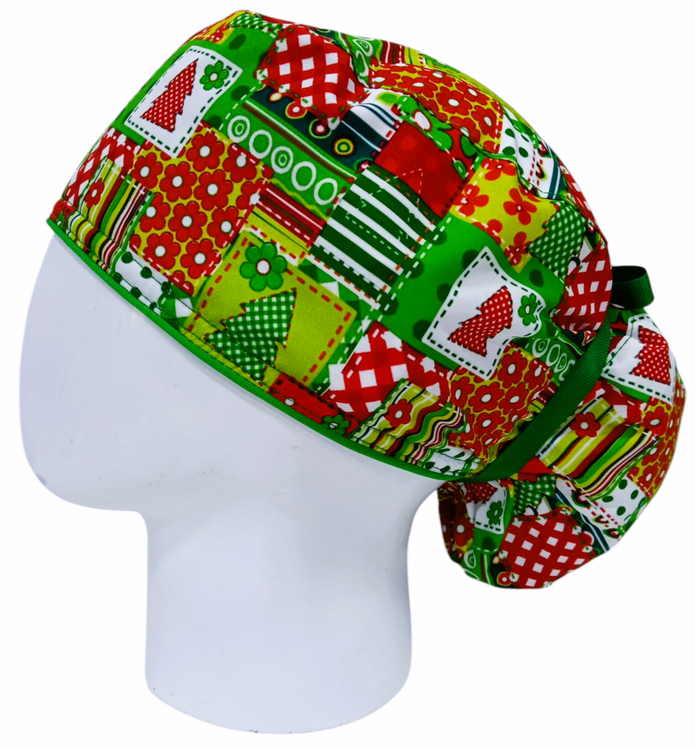 Gorro Quirúrgico Mujer y Portacarnet Navidad Tramas Verde - gorro antifluido para mujer Doctools - foto 1