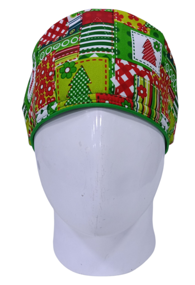 Gorro Quirúrgico Mujer y Portacarnet Navidad Tramas Verde - gorro antifluido para mujer Doctools - foto 3
