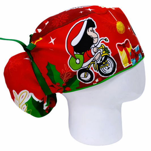 Gorro Quirúrgico Mujer y Portacarnet Navidad Mafalda - gorro antifluido para mujer Doctools - foto 2
