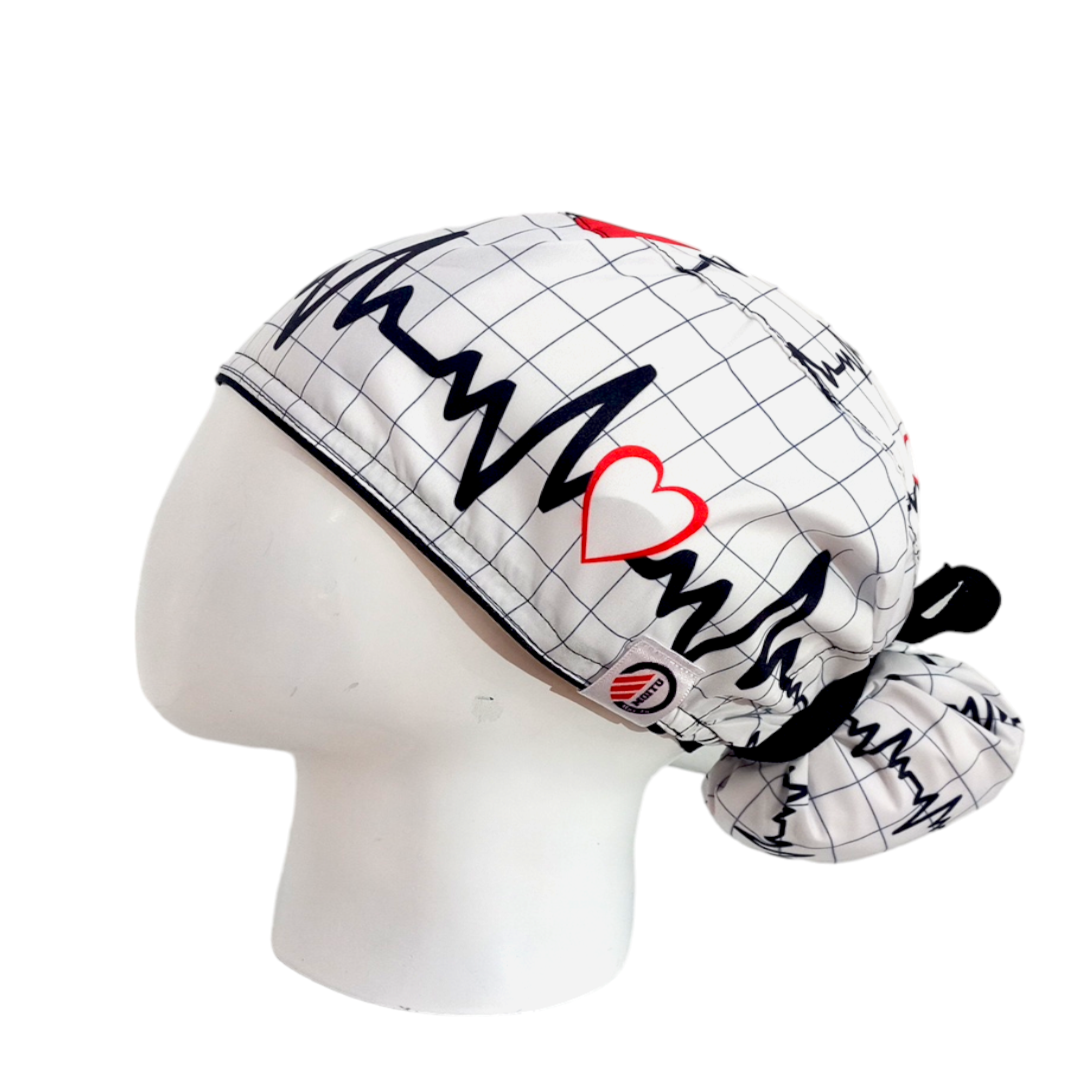 Gorro Quirúrgico Mujer y Portacarnet Latido Blanco - gorro antifluido para mujer Doctools - foto 1