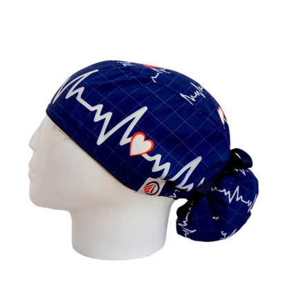Gorro Quirúrgico Mujer y Portacarnet Latido Azul Oscuro - gorro antifluido para mujer Doctools - foto 1
