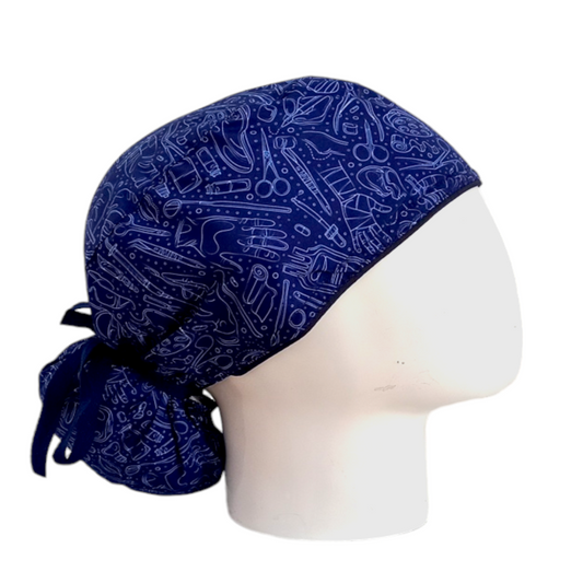 Gorro Quirúrgico Mujer y Portacarnet Instrumentadora Azul Oscuro sin Letras - gorro antifluido para mujer Doctools - foto 2