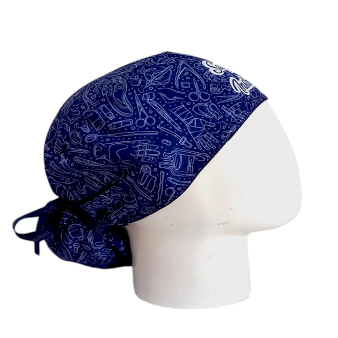 Gorro Quirúrgico Mujer y Portacarnet Instrumentadora Azul Oscuro - gorro antifluido para mujer Doctools - foto 2