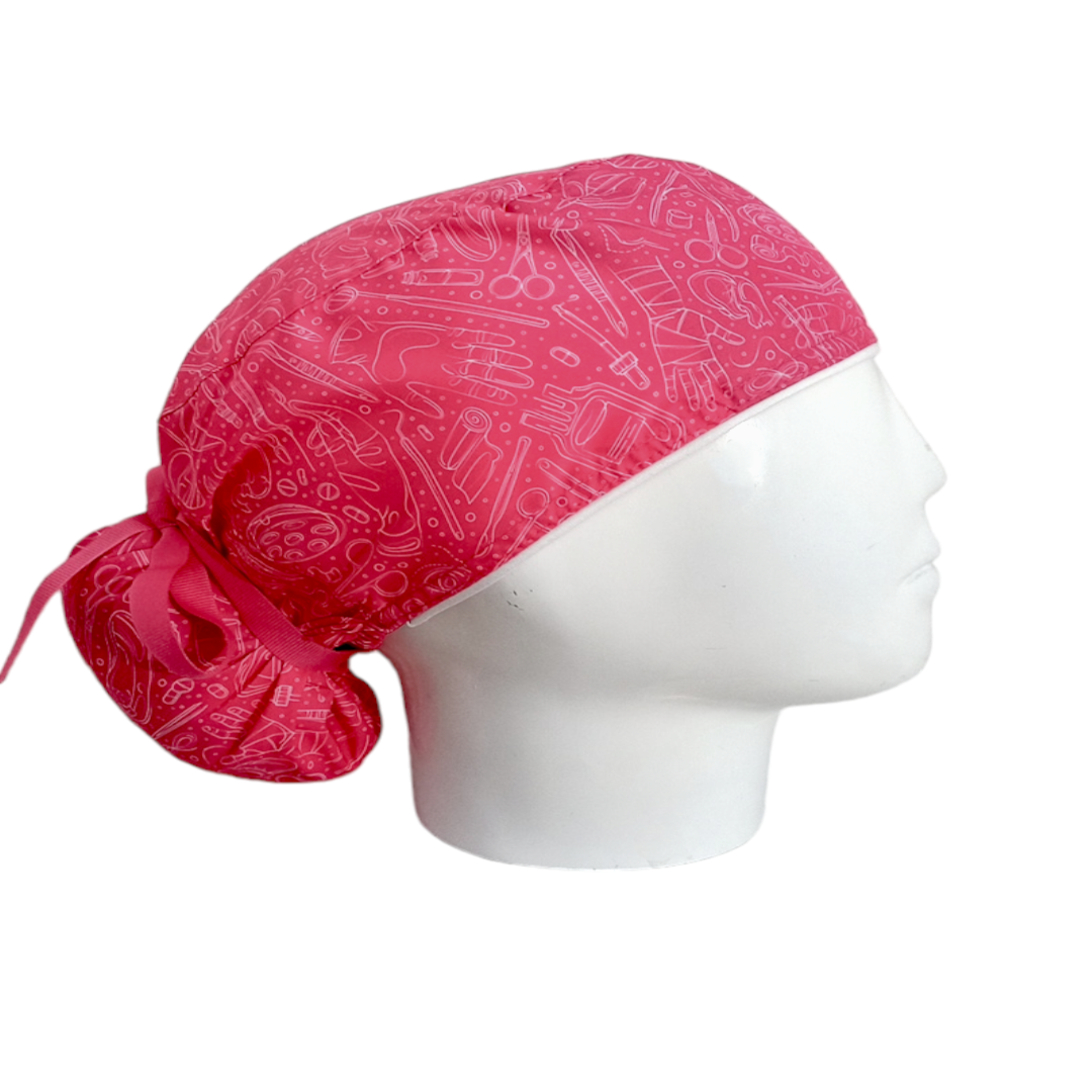 Gorro Quirúrgico Mujer y Portacarnet Instrumentador Quirúrgico Fucsia - gorro antifluido para mujer Doctools - foto 2