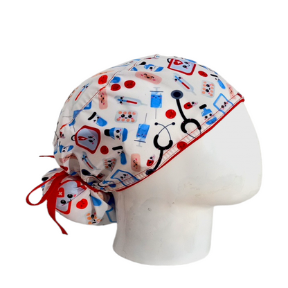 Gorro Quirúrgico Mujer y Portacarnet Íconos Blanco - gorro antifluido para mujer Doctools - foto 2