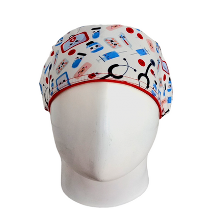 Gorro Quirúrgico Mujer y Portacarnet Íconos Blanco - gorro antifluido para mujer Doctools - foto 3