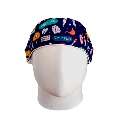Gorro Quirúrgico Mujer y Portacarnet Ícono Pulmones Azul Oscuro - gorro antifluido para mujer Doctools - foto 3