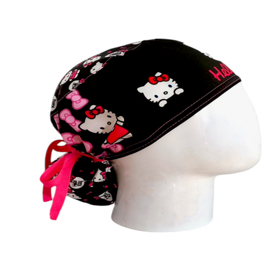 Gorro Quirúrgico Mujer y Portacarnet Hello Kitty Negro - gorro antifluido para mujer Doctools - foto 2