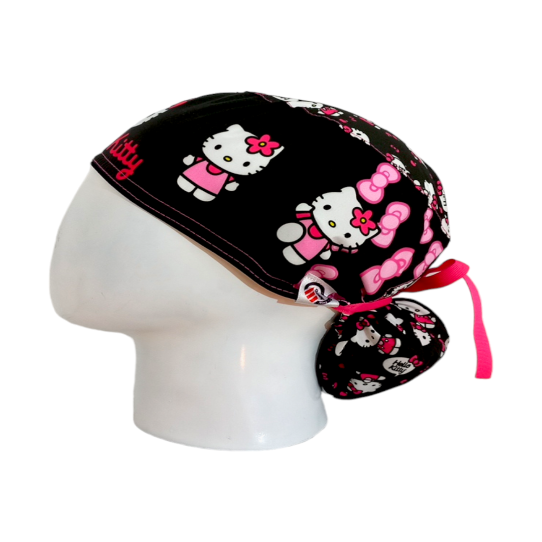 Gorro Quirúrgico Mujer y Portacarnet Hello Kitty Negro - gorro antifluido para mujer Doctools - foto 1