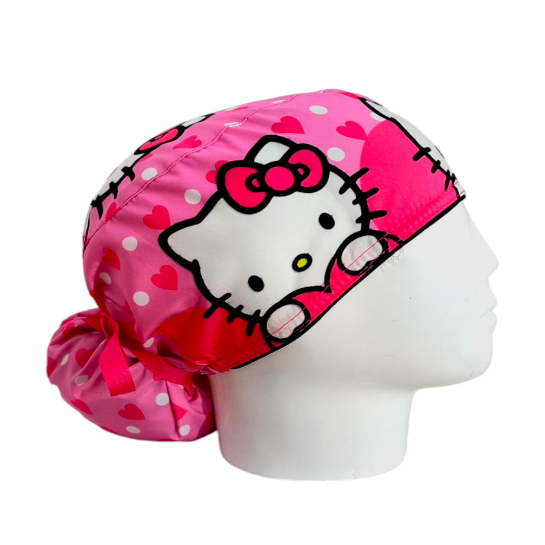Gorro Quirúrgico Mujer y Portacarnet Hello Kitty Fucsia - gorro antifluido para mujer Doctools - foto 2